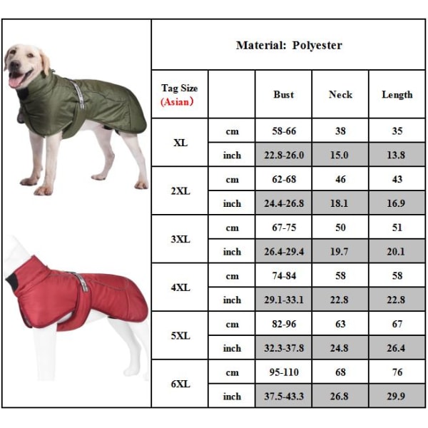 Pet Hund Kläder Kappa Vattentät Vinterjacka Väst för Large - on stock Red wine 2XL