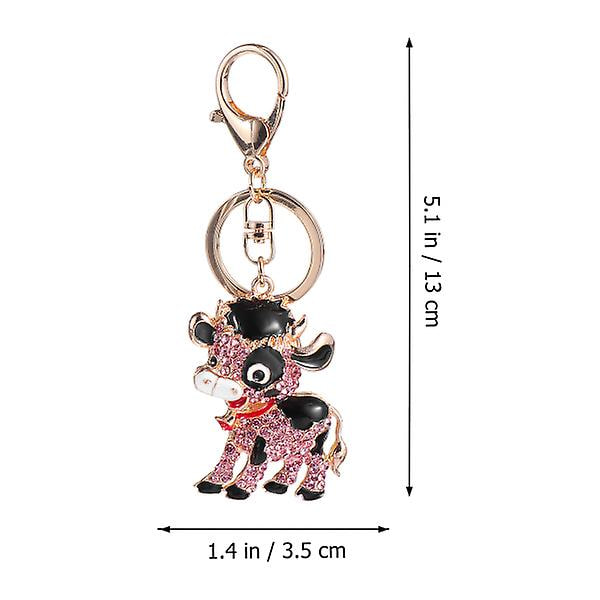 1kpl Suloinen lehmä Design Avaimenperä Muoti Autolaukku Riipus Lahja Metalli Avaimenperä - korkea laatu Pink 11.5x3.5x1.5cm