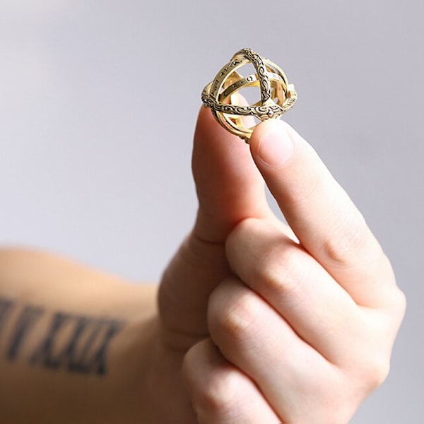 Astronomisk kulring Fingerringar Roterande Clamshell GULD 7 - high quality