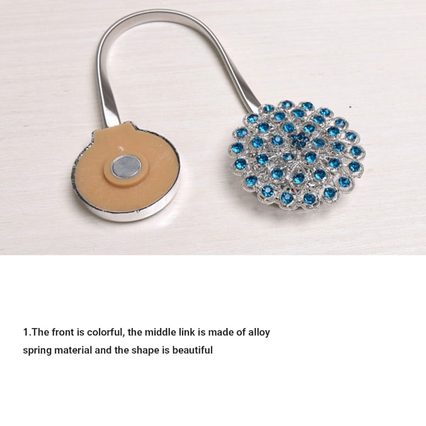 2st gardinbindningar Magnetisk strass inlagt bindningsspänne - stock Golden Peacock Blue