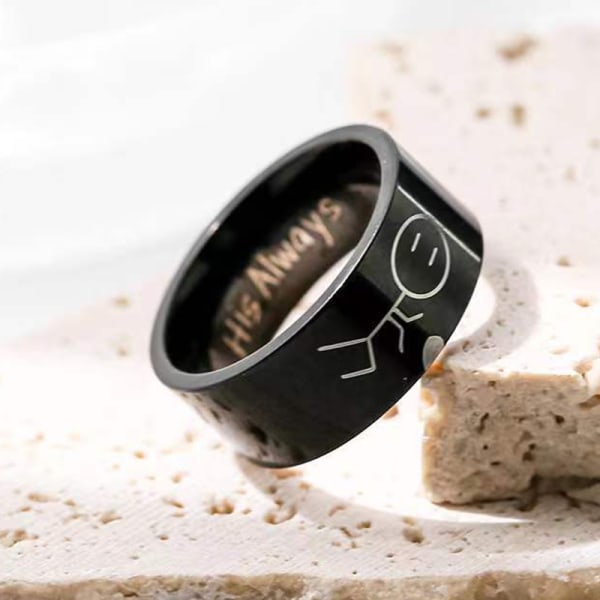 Par Silver Färg Ringar i rostfritt stål 8mm bred ring unisex - spot försäljning Black his  7