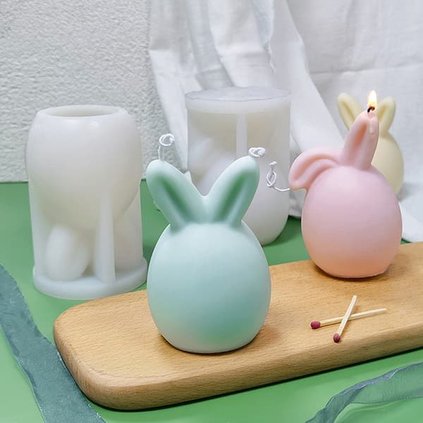 3D Egg Bunny Silicone Mold Head Mold - spot-myynti Folded ear