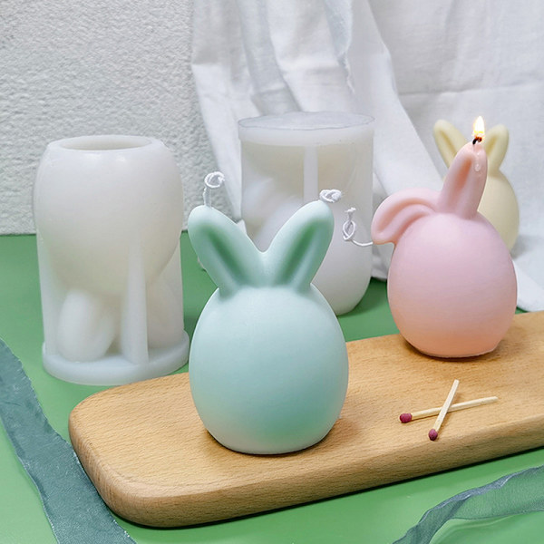 3D Egg Bunny Silicone Mold Head Mold - varastossa Erect ear