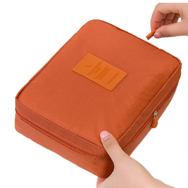 Stor kosmetisk smink rese-toalettväska Organizer för kvinnor - spot sales Orange 21x8x16cm