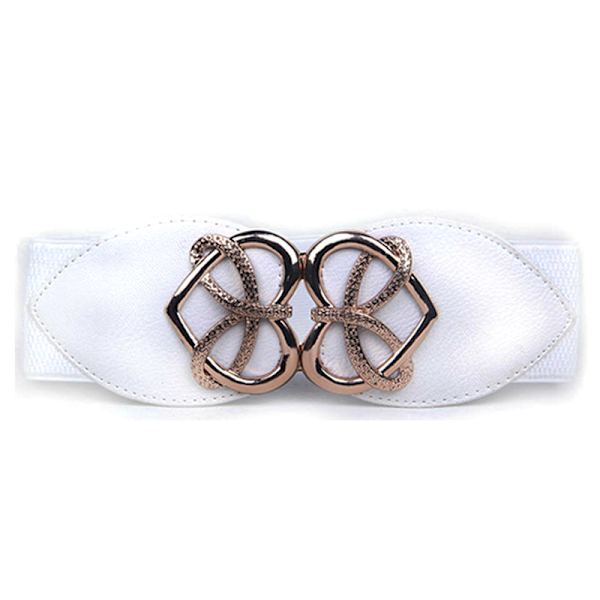 Bred elastisk Stretch Hjärta midjebälte Midjeband för kvinnor Klänning - spot sales white