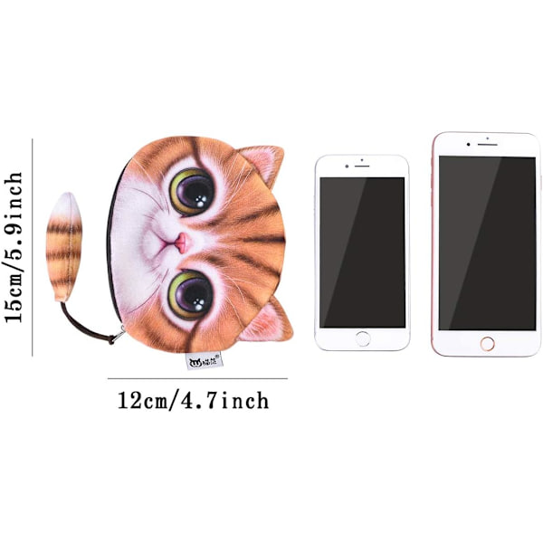 2 pack Cat Face Myntväska Dragkedja Case Plyschpåse - spot försäljning