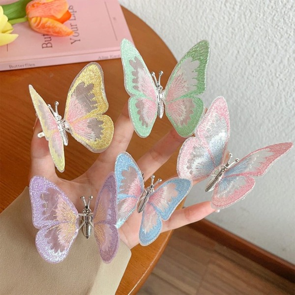 Butterfly Hårklämmor Dubbellagers Butterfly Clip GUL - spot sales yellow