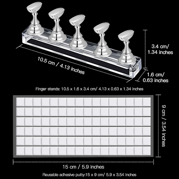 Nageltips Hållare Akryl Nail Art Practice Stativ Magnetisk - spot sales Silver 2 Set