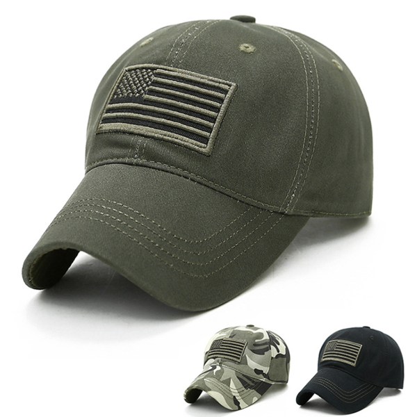 Amerikansk Flaggarmé Baseball Hattar för Män Utomhus Casual Cap - stock Army Green