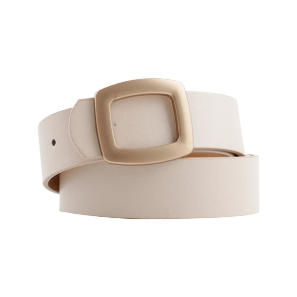 Läder brett bälte Guldnål Spänne Midjeband BEIGE - stock beige