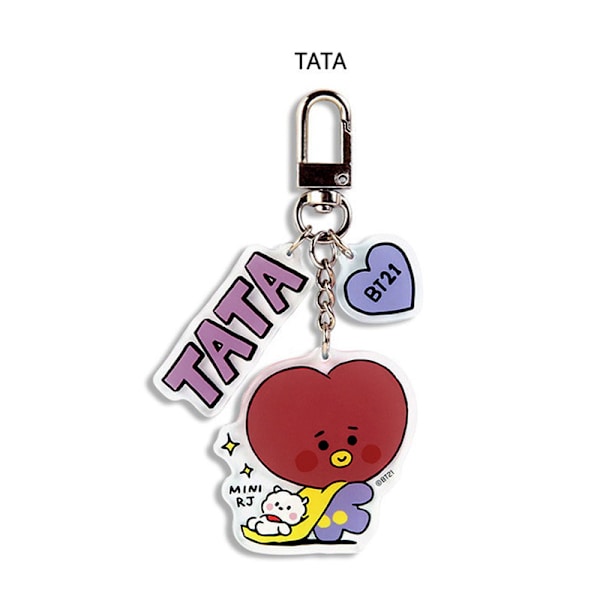Discareful CHIMMY BTS Akryl nyckelring hängande väska BT21 Nya tillbehör TATA COOKY RJ - high quality tata