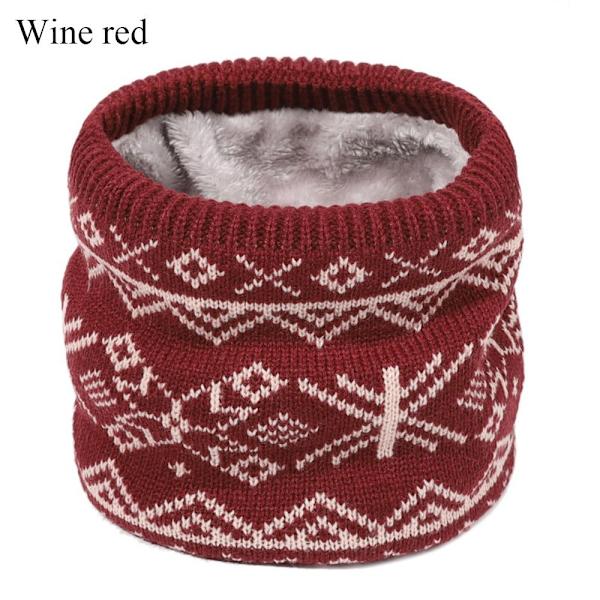 Stickad Neck Damask Halsvärmare VINRÖTT - on stock wine red