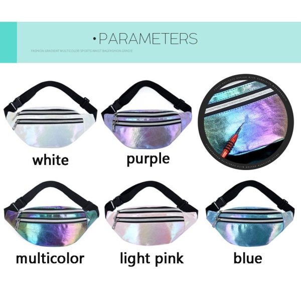 Fanny Pack Hologram Waist Bag Laser - spot-ale light pink