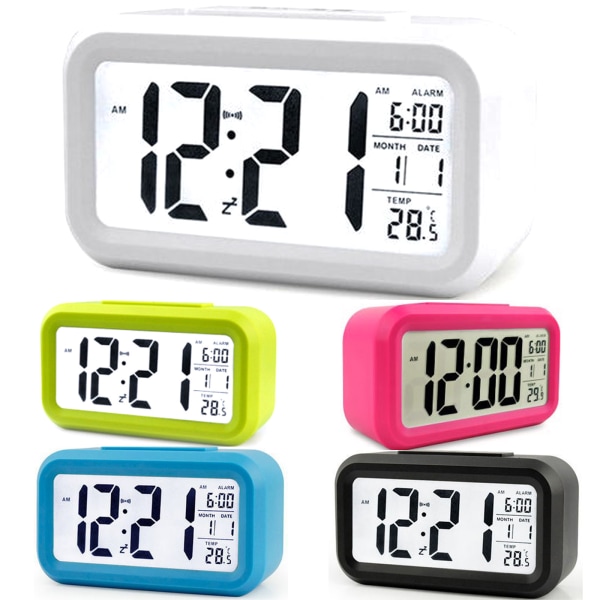 Batteri LED Display Digital Smart Alarm Clock Snooze Temperatur - spot sales green