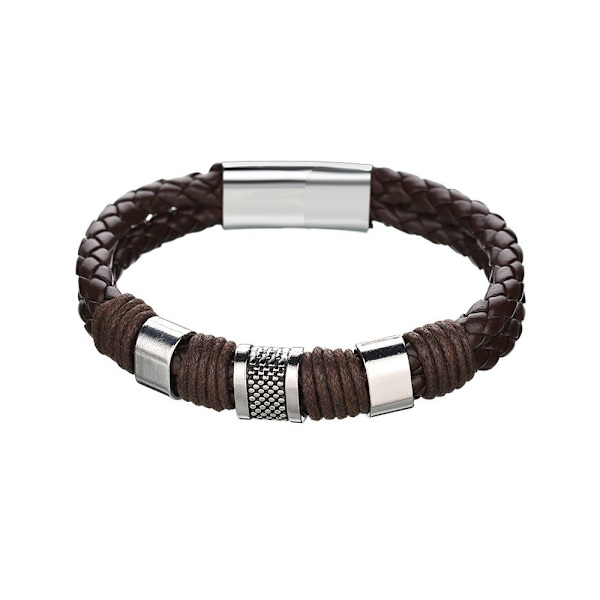 Punkarmband Läderarmband Flätad SVART - on stock