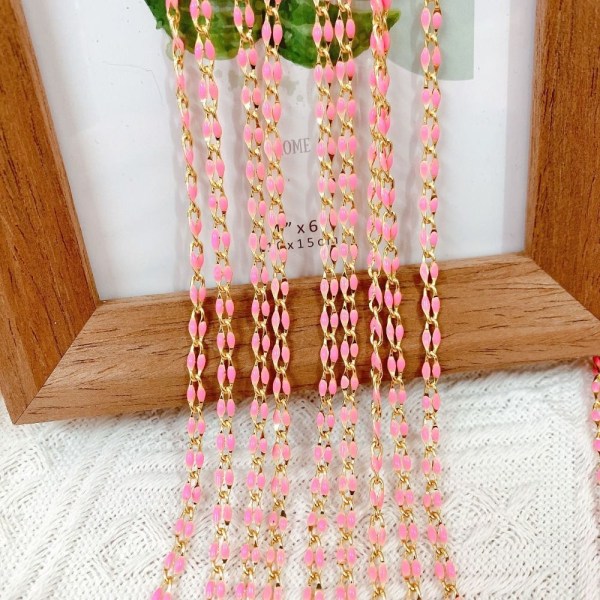 Emalj Kabelkedja Emalj Rolo Chain ORANGE - stock Orange