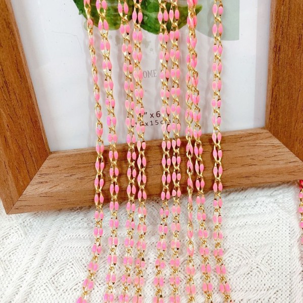 Enamel Cable Chain Enamel Rolo Chain PINK - varastossa Pink