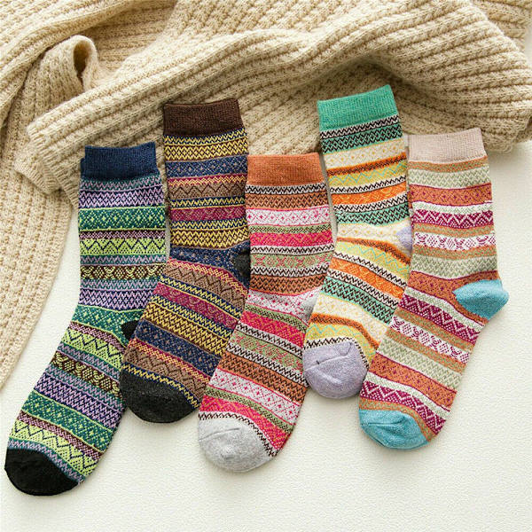 5 Prairs ullstrumpor Tjock Rich Hike Chunky Sock - spot försäljning