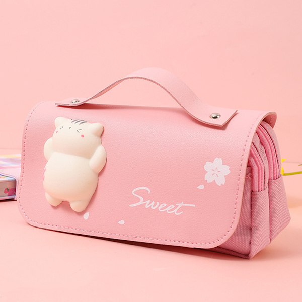 e Cat Case Suuri kynäkotelo Penaali Kaksikerroksinen Kawaii St - korkea laatu A