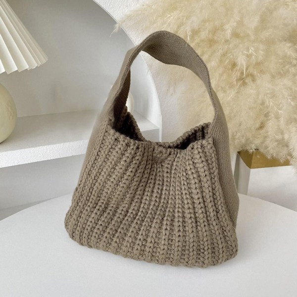 Stickad handväska Knot handledsväska BRUN - stock brown