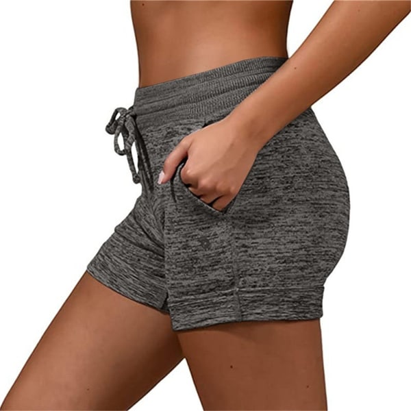 Damer sommarshorts med elastisk midja Casual Sport Beach Yoga Byxor - high quality dark grey L