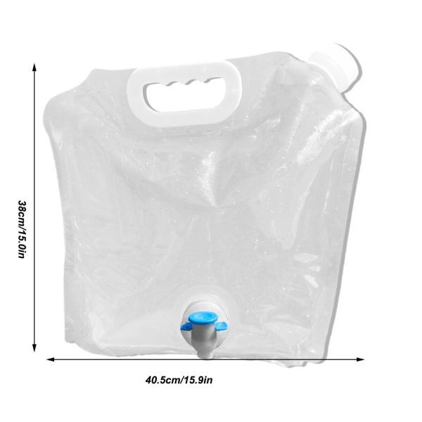 Bärbar vattenpåse i plast med hopfällbar behållare vit L - stock white