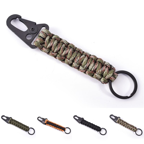 Paracord Keychain Carabiner Clamp Necklace Keychain Hooks - varastossa Camouflage