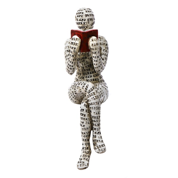 Nordic Modern Reading Woman Statue Resin Desktop Sculptures - varastossa F