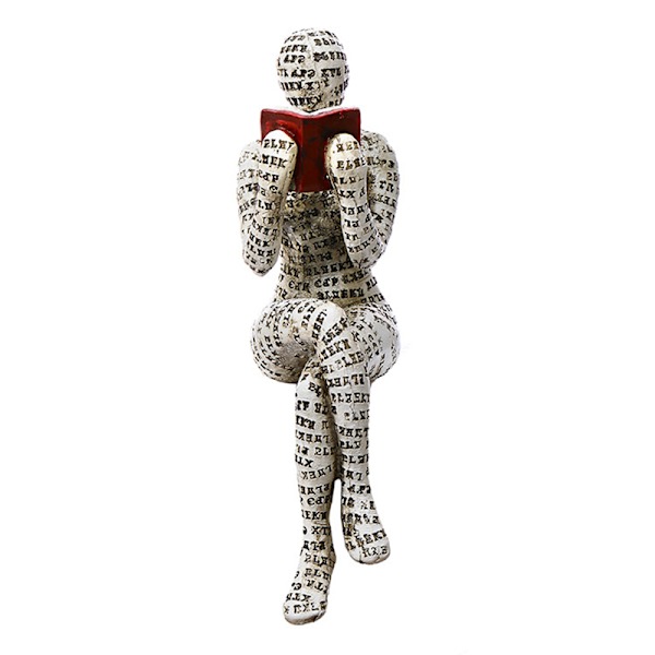 Nordic Modern Reading Woman Staty Resin Desktop Skulpturer - stock B