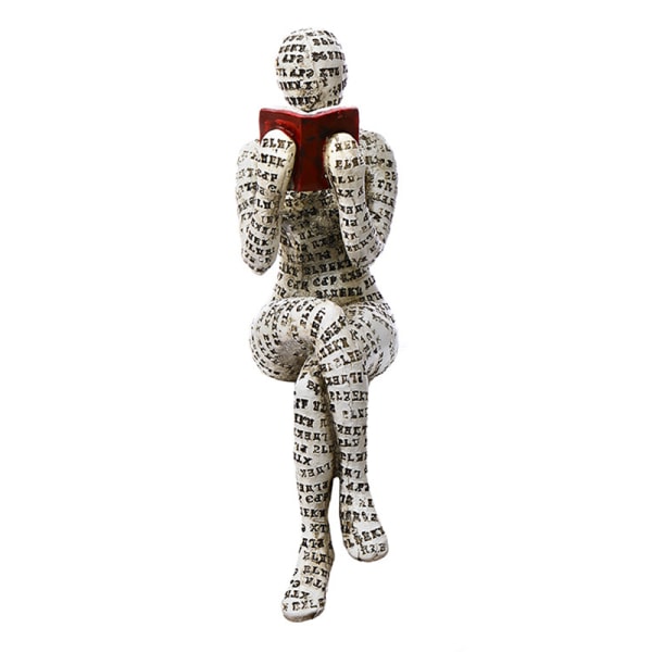 Nordic Modern Reading Woman Staty Resin Desktop Skulpturer - stock E