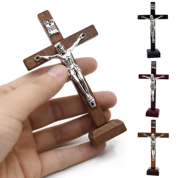 Kors Bordsskiva Dekor Crucifix Jesus Staty SVART - spot sales Black