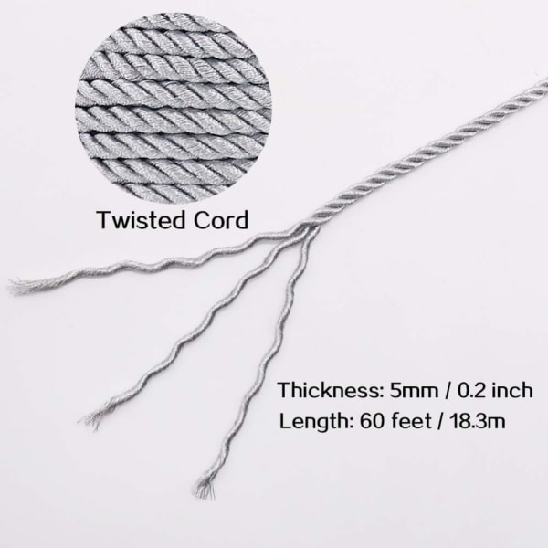 Twisted Cord Trim Twisted Rope Trim SILVER - spot-ale silver