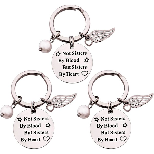 3 delar Bästa vän Nyckelring Inte Sisters By Blood Men Syster By Heart Nyckelring Perfekta vänskapspresenter för tjejer Sisters - high quality