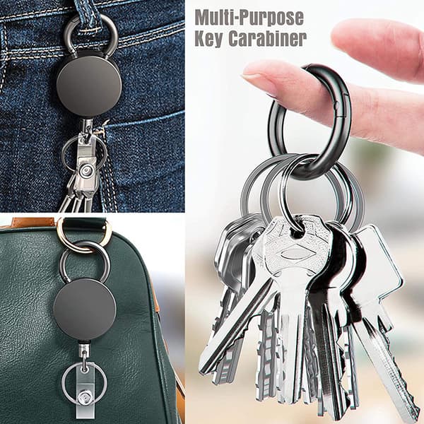 2 st Black Plating Metal Easy Pull Buckle Telescopic Keychain E - spot försäljning
