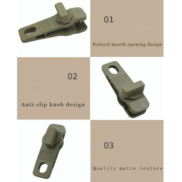 2st Campingtält Fixering Shark Clips Clamps ARMY GREEN - high quality Army Green