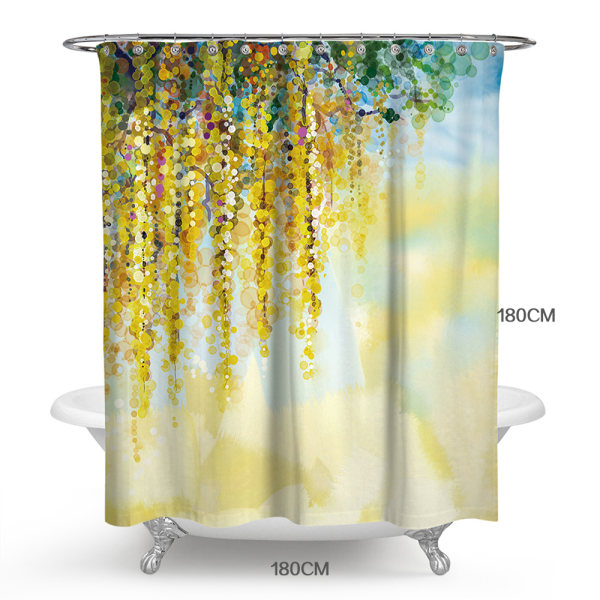 Dusch Vattentät Print Badrumsgardiner Fönstertoalett - high quality Yellow 180*200 cm