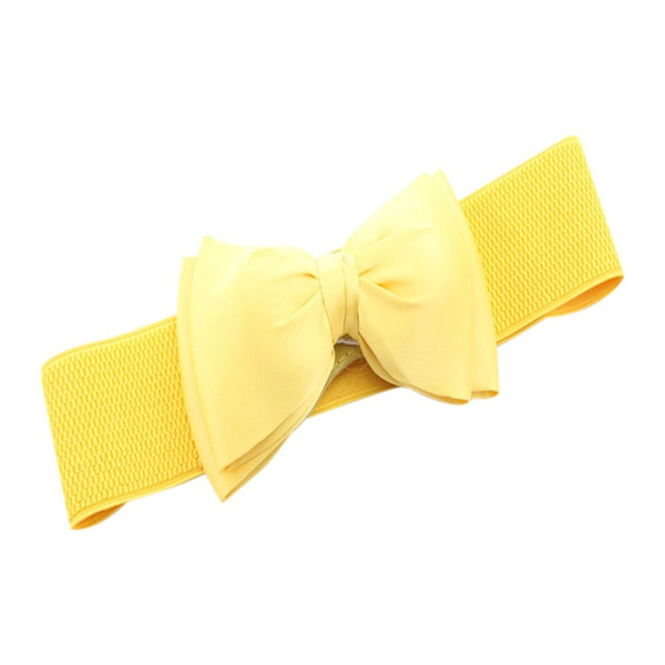 Brett elastiskt bälte Bowknot chiffong midjeband GUL - spot sales yellow