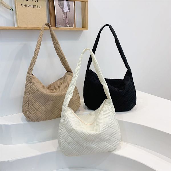 Damväskor Vintervarma axelväskor i bomull - stock beige