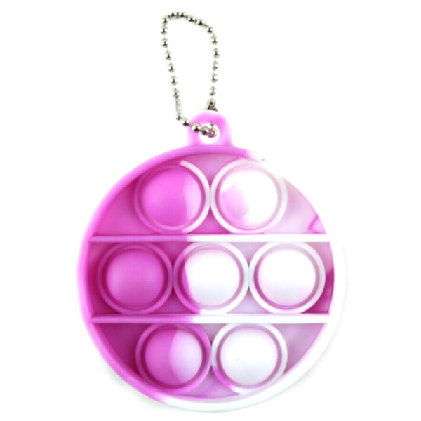 Enkel Dimple Sensorisk Fidget Toy Nyckelring Mini Prydnader - high quality Pink - Round