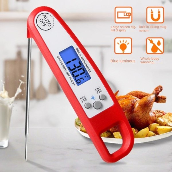 Suoralukema Digital Meat Thermometer RED - varastossa red white