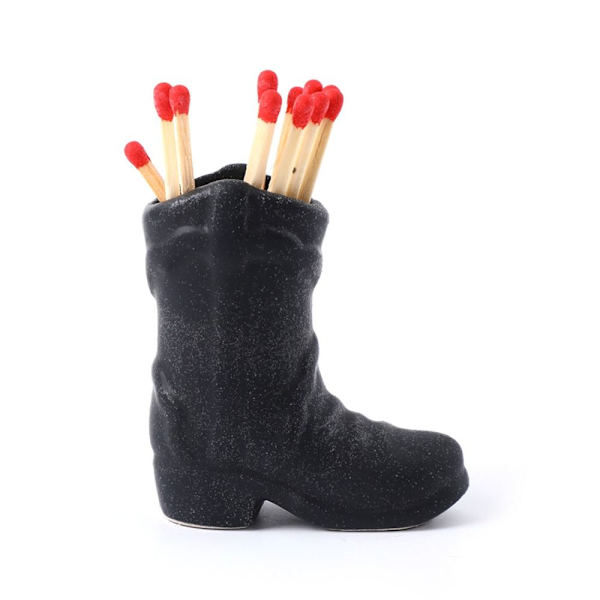 Cowboy Boot Tändstickshållare SVART - spot försäljning Black