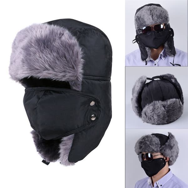 Bomber Hats Thick Warm Cap MUSTA - varastossa