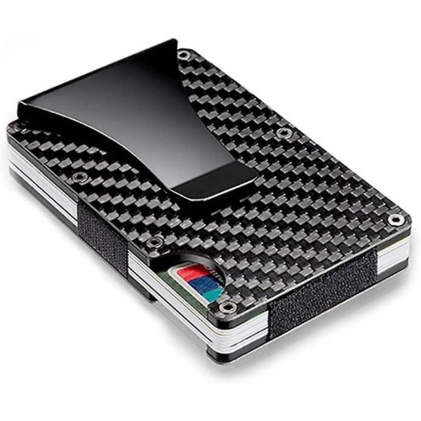 Kolfiberplånbok Slim Rfid-blockerande kreditkortshållare Metal Money Clip-plånbok för män (svart) (1st)， - high quality