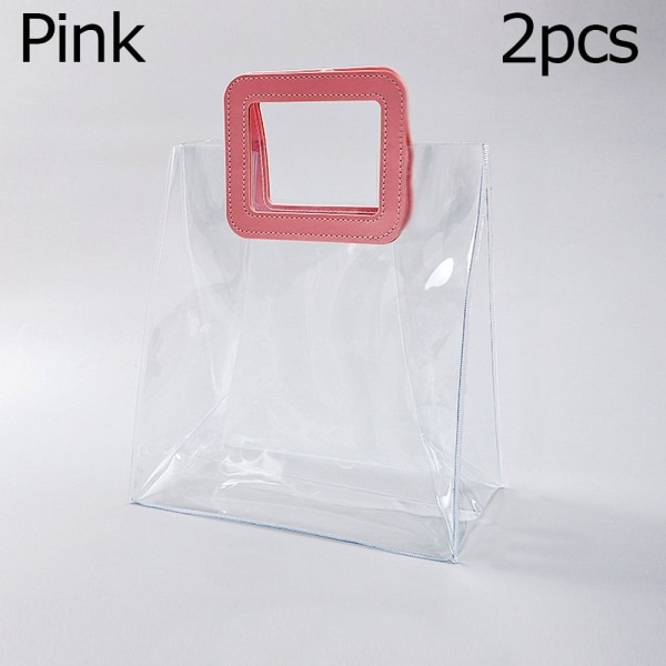2 lahjapussia läpinäkyvä laukku PINK - varastossa pink