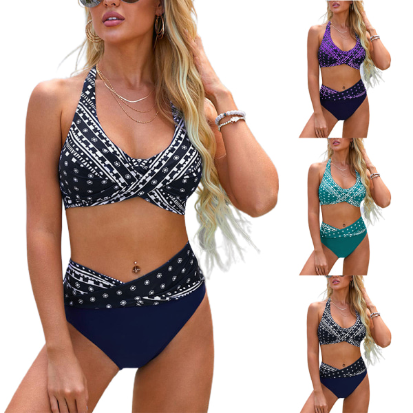 Kvinnors print med set tryck Badkläder Baddräkt Beach - spot försäljning Purple M