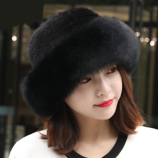 Kvinnor vinter varm hatt mjuk fluffig faux päls trimmade mössor - spot sales Kaki