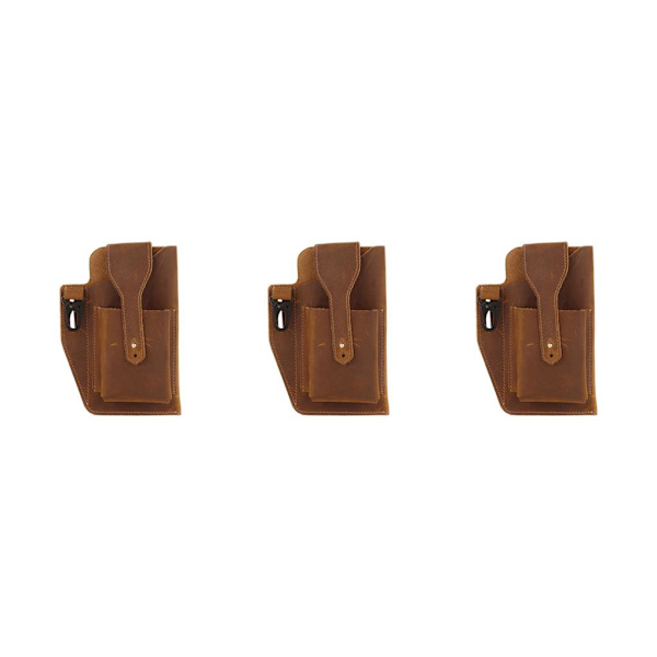 1/2/3 läder telefon hölster bältesväska Snygg midjeväska ficka - on stock Brown 3PCS