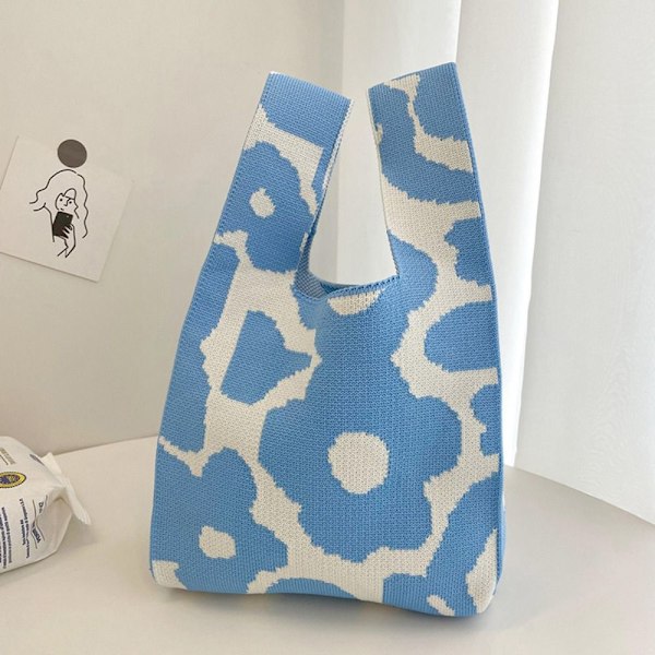 Stickad Handväska BLÅ - spot försäljning blue
