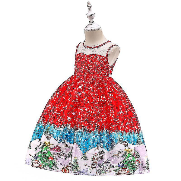 Barn Flickor Swing Kjol Prom Princess Dress - spot sales Red C 10-11 Years