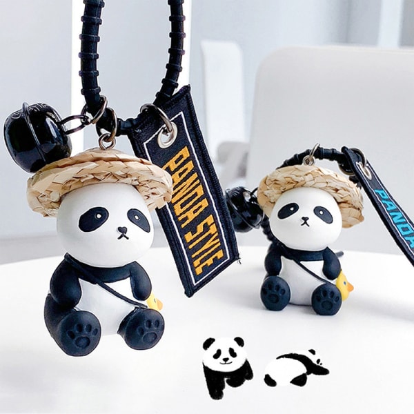 1. sarjakuva olkihattu Panda Doll Avaimenperä Resinnimal Bell K - varasto A